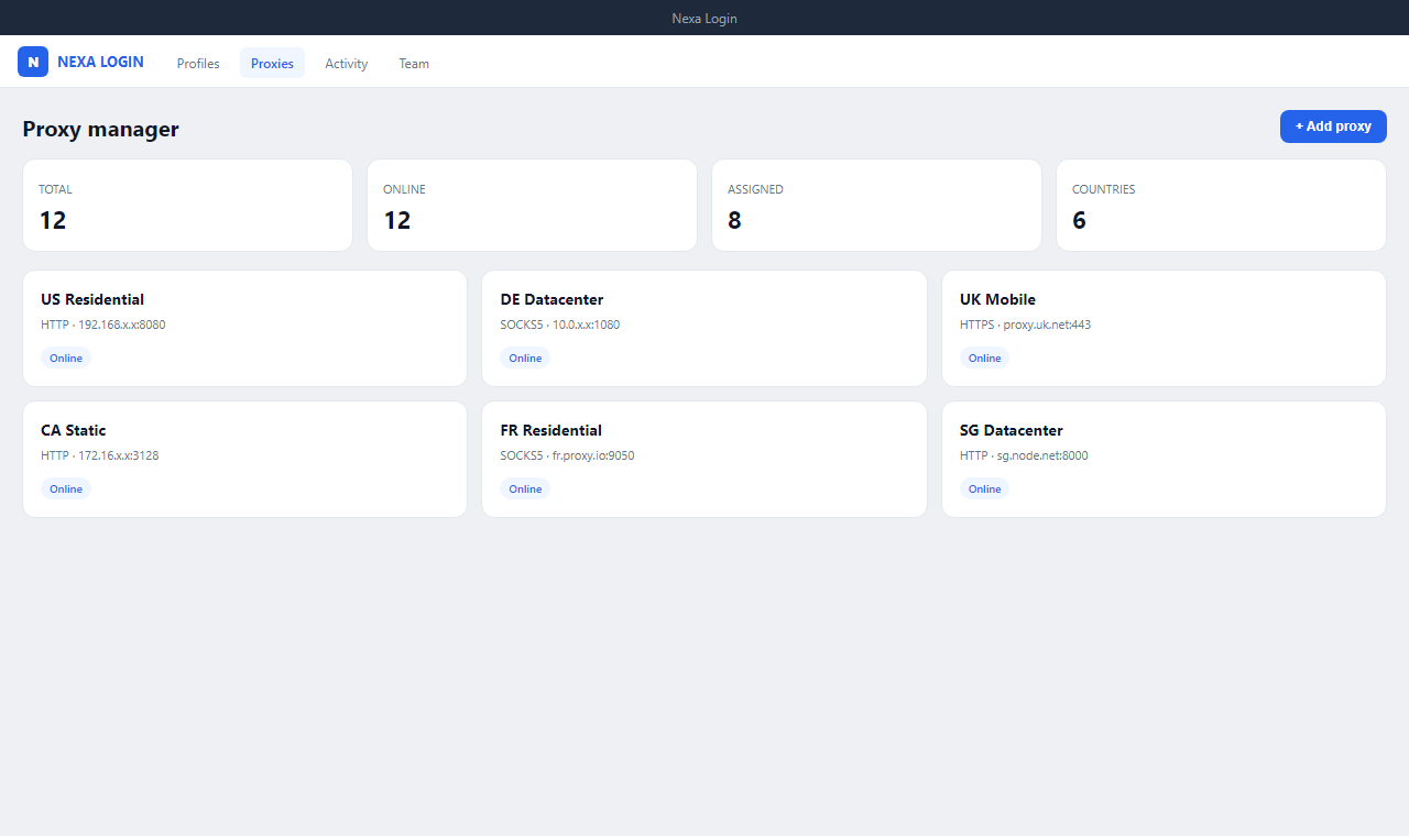 Nexa Login — Proxies